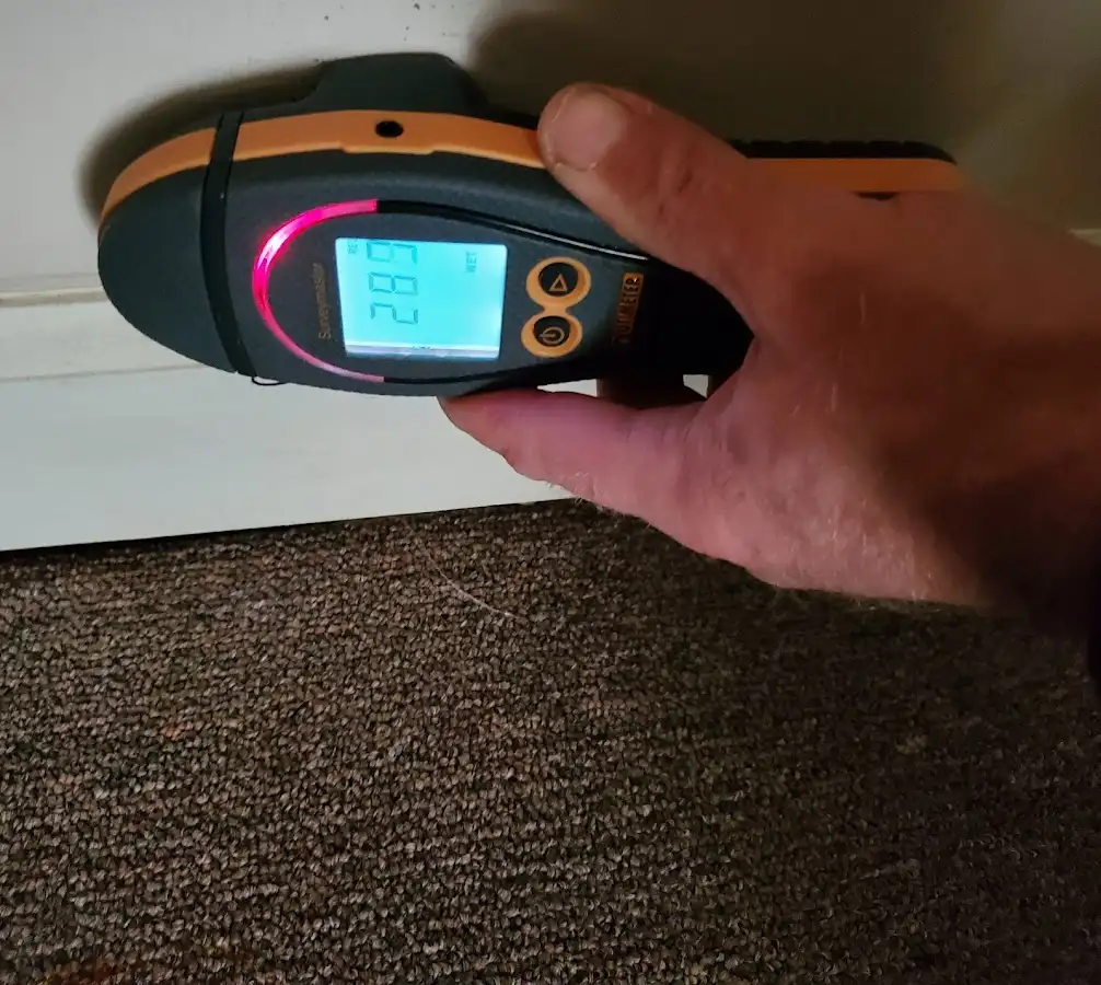 Moisture detection at baseboard during Sewage Cleanup & Sanitation in Newburyport